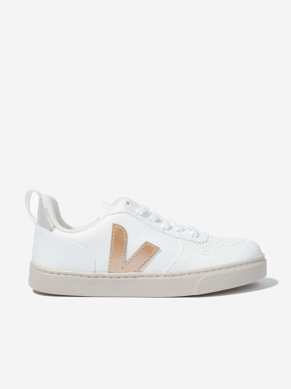 Veja Kids V-10 Laces Trainers in White