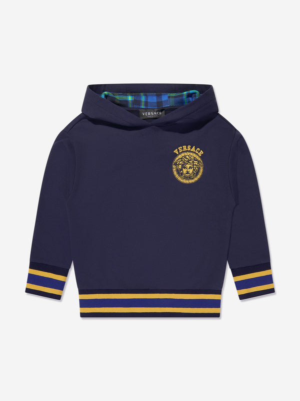 Versace Boys Medusa Logo Hoodie in Navy