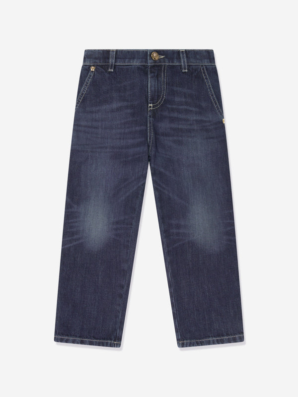 Versace Boys Slim Fit Jeans in Blue