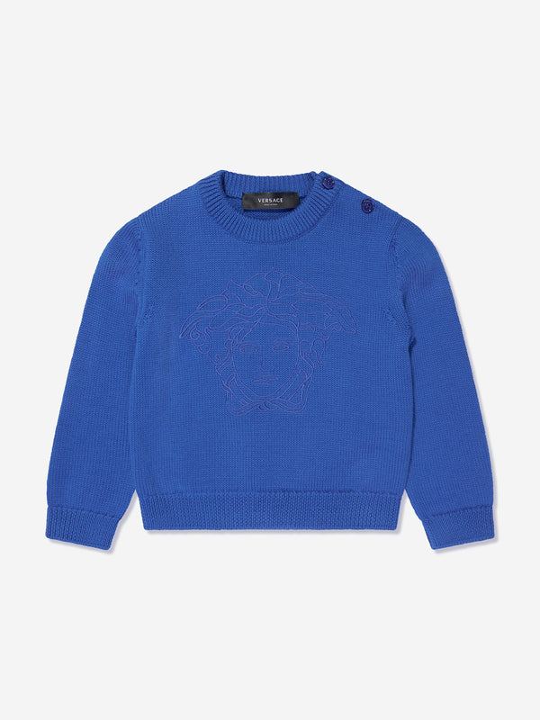 Versace Baby Boys Logo Jumper in Blue