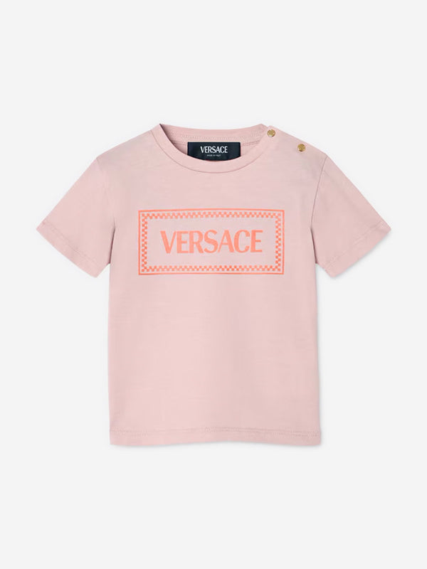 Versace Baby Girls Logo Print T-Shirt in Pink