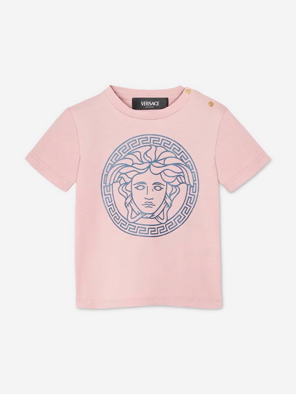 Versace Baby Girls Medusa Logo T-Shirt in Pink