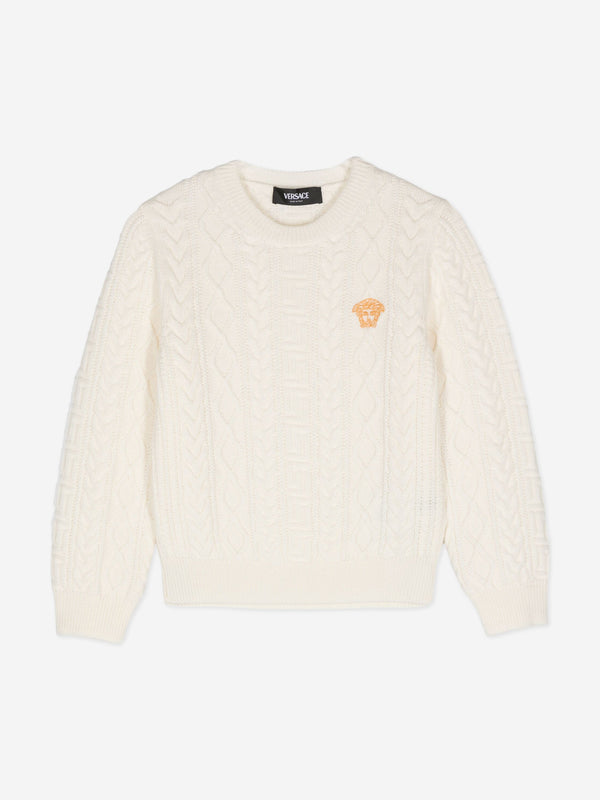 Versace Kids Cable Knit Jumper in Ivory