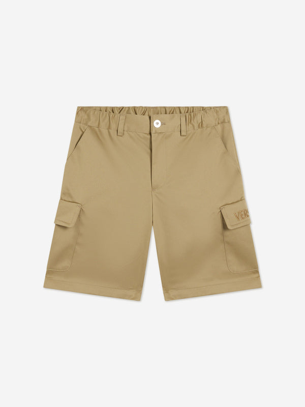 Versace Boys Logo Cargo Shorts in Beige