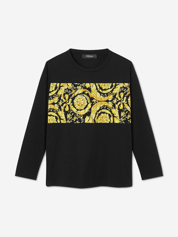 Versace Boys Barocco Long Sleeve T-Shirt in Black