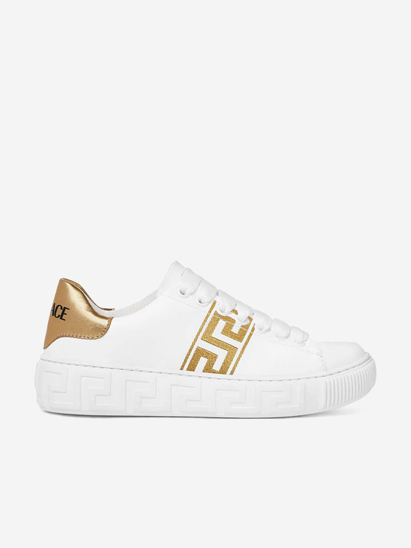 Versace Kids La Greca Low Top Trainers in White