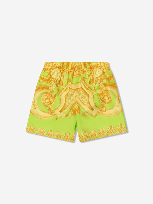 Versace Boys Barocco Swim Shorts in Lime