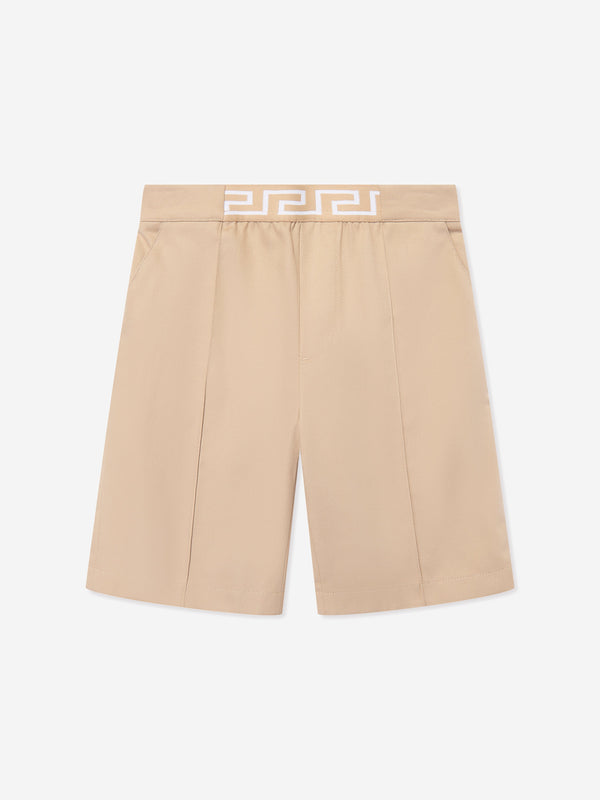 Versace Boys Gabardine Shorts in Beige