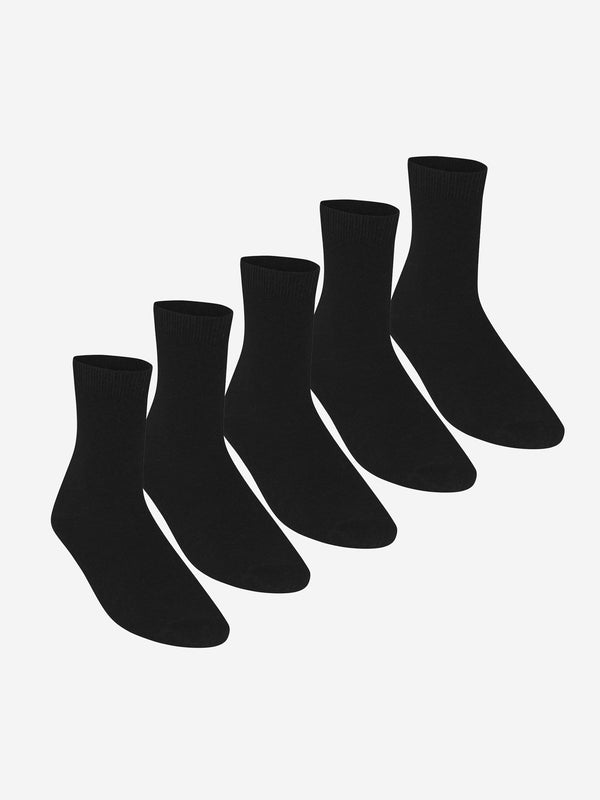 Zeco Kids School Turnover Top Socks (5 Pack) in Black