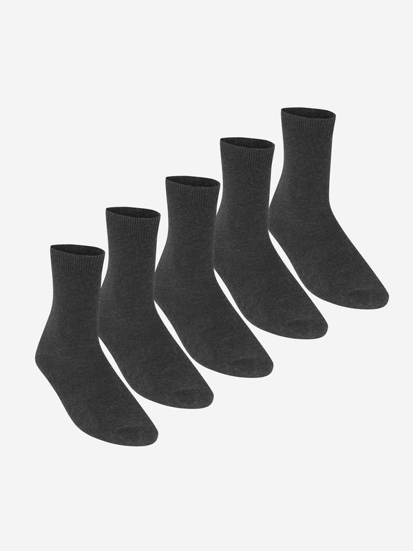 Zeco Kids School Turnover Top Socks (5 Pack) in Grey