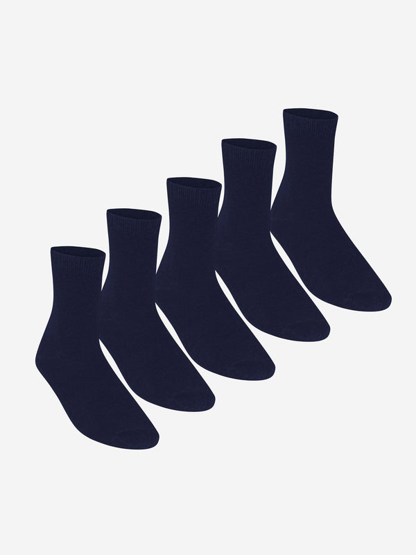 Zeco Kids School Turnover Top Socks (5 Pack) in Navy