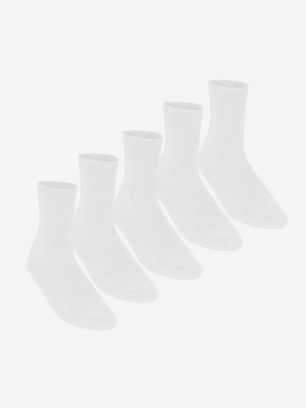 Zeco Kids School Turnover Top Socks (5 Pack) in White