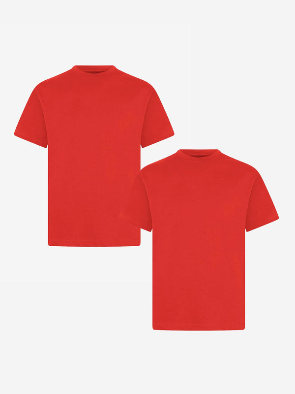 Zeco Kids School Crew Neck T-Shirt (Twin Pack) in Red