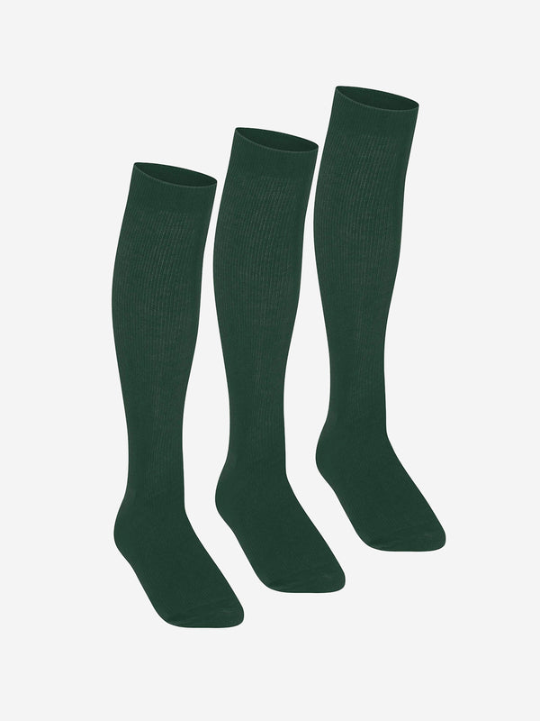 Zeco Girls School Knee High Socks (3 Pack) in Green