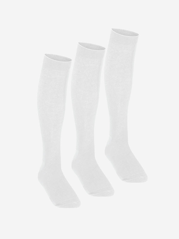 Zeco Girls School Knee High Socks (3 Pack) in White