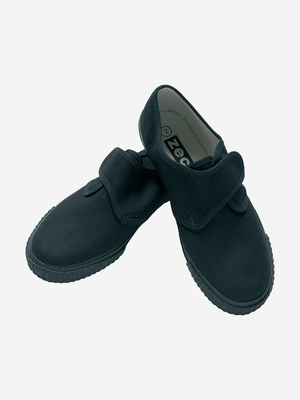 Zeco Kids School Velcro Plimsolls in Black