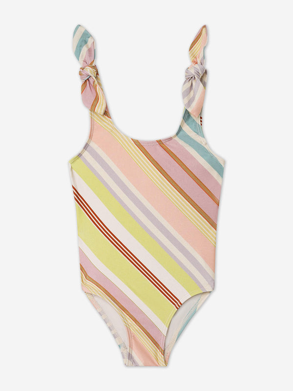 Girls Halliday Bow Shoulder Swimsuit in Multicolour