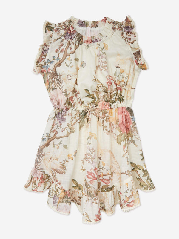 Zimmermann Girls Floral Waverly Flip Dress in Cream