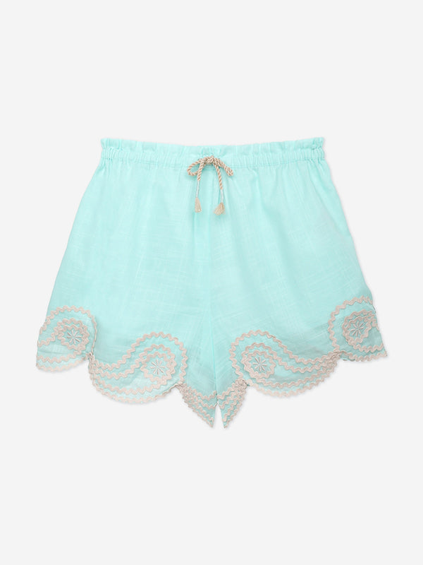 Zimmermann Girls Waverly Ric Rac Shorts in Blue