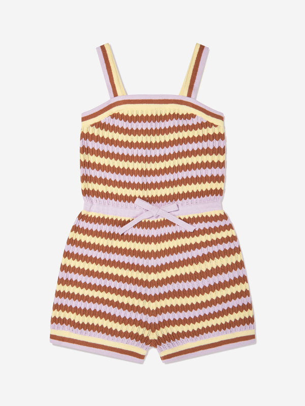 Zimmermann Girls Pop Textured Knit Playsuit in Multicolour