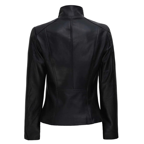 Arezzo Black Asymmetrical Leather Jacket Women