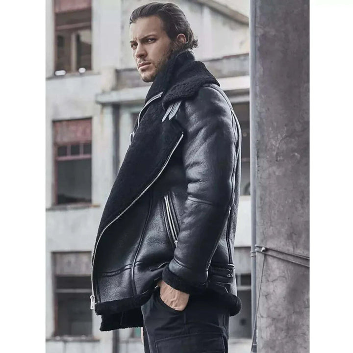 Classic shearling motorcycle jacket
