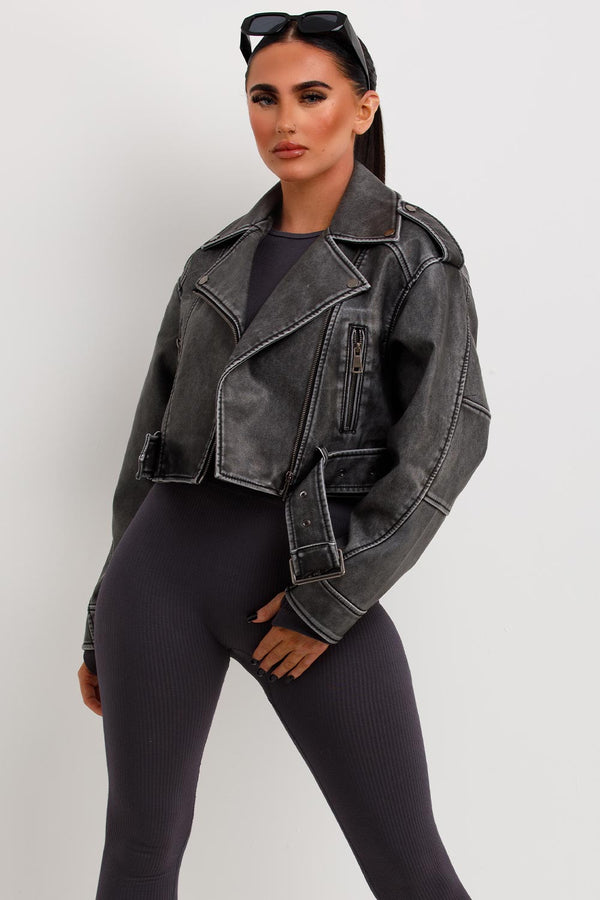 Faux Leather Jacket Grey