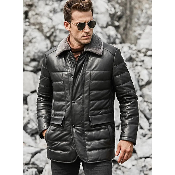 Boston men's leather puffer coat
