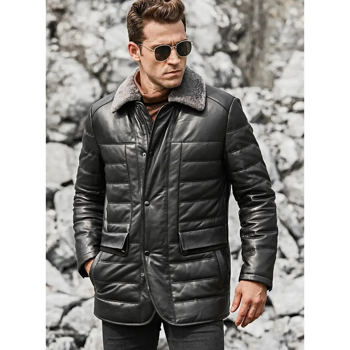 Boston men's leather puffer coat
