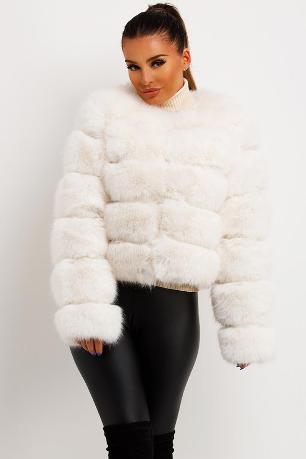 White Faux Fur Bubble Coat