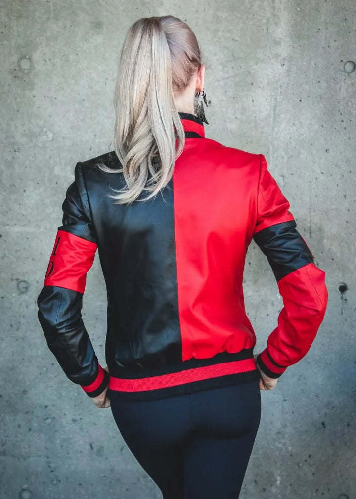 Red and black bomber jacket
