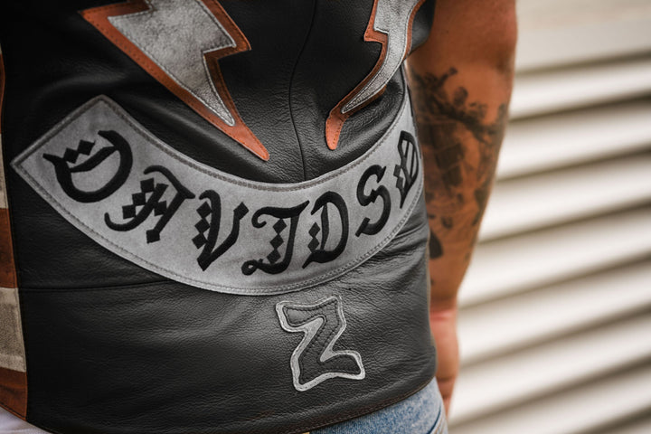 Sleeveless leather motorcycle vest
