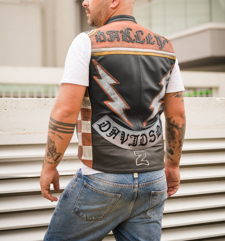 Leather biker vest for men
