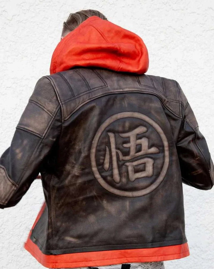 Brown leather anime jacket
