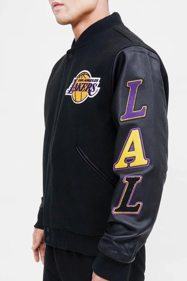 Lakers wool leather jacket
