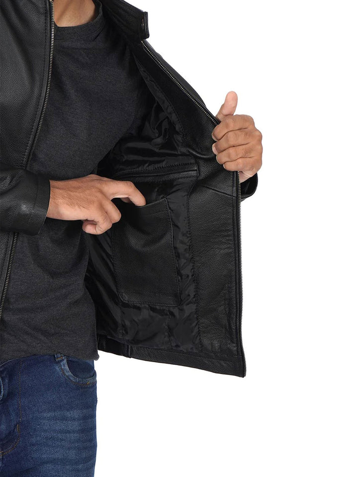 Stylish black leather jacket
