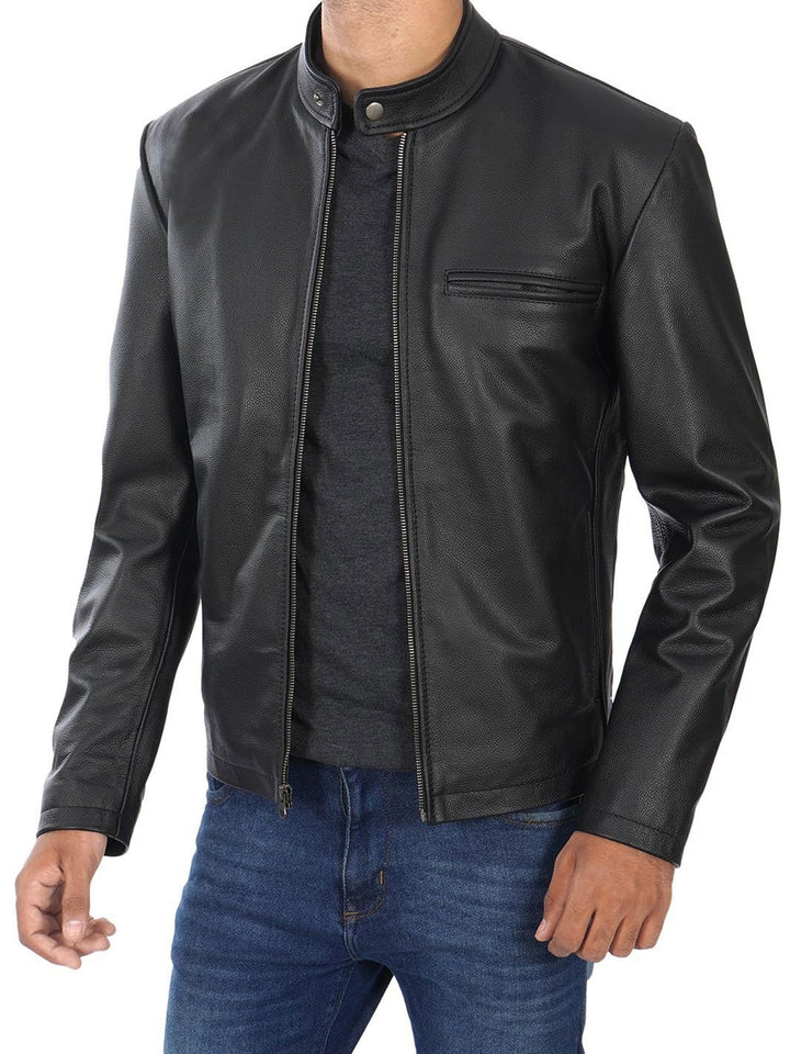 Black leather jacket for men
