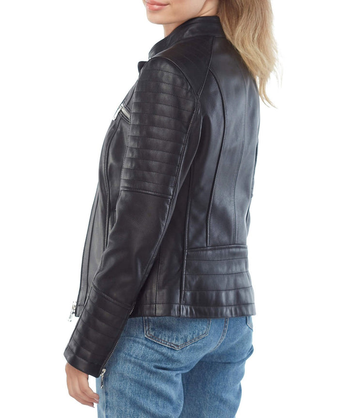 Black leather jacket for women
