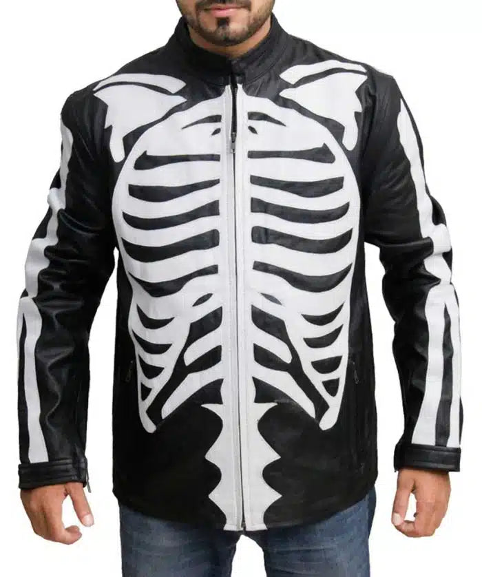 Skeleton Black Halloween Leather Jacket
