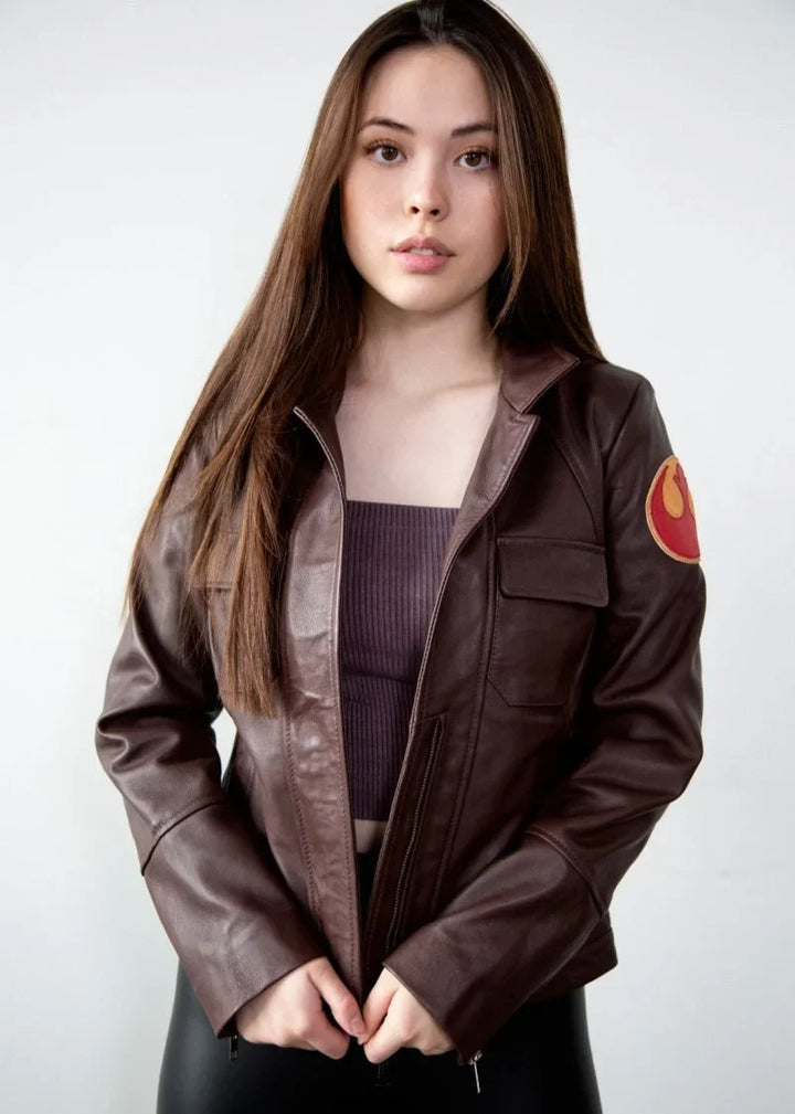 Women’s brown leather jacket
