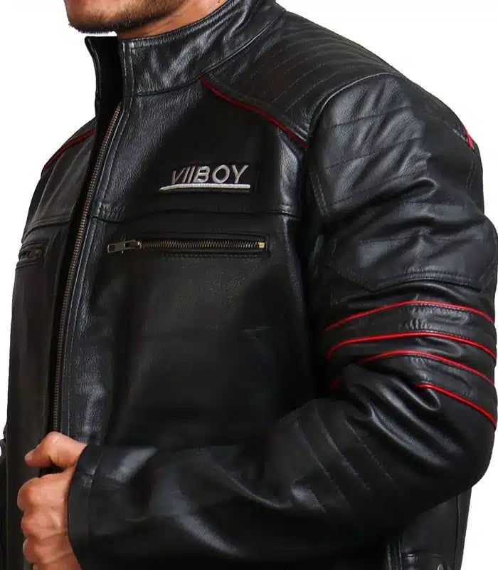 Stylish men’s leather biker jacket
